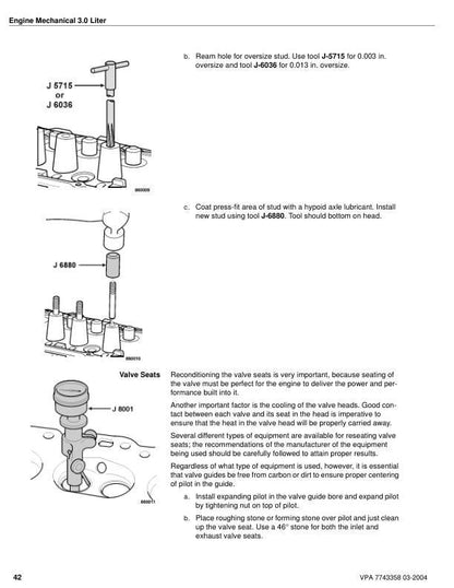 Volvo Penta 3.0 GS GL Engine Service Manual sample page with diagrams and specifications