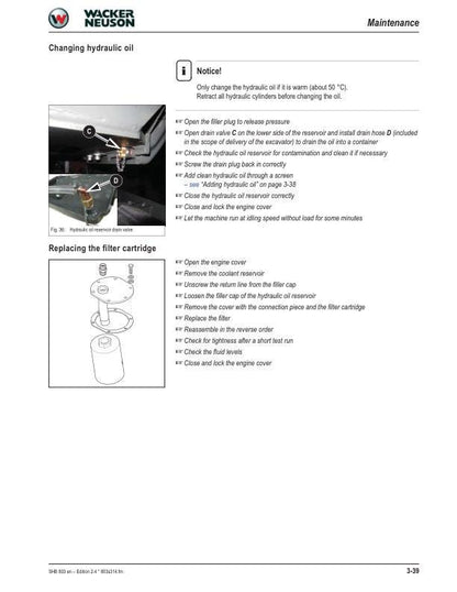 Wacker Neuson 803 Track Excavator Service Manual sample page from the repair manual