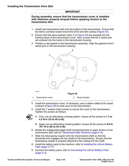 Toro Greensmaster eFlex 1800 2100 2120 Mower Service Manual sample page from service manual