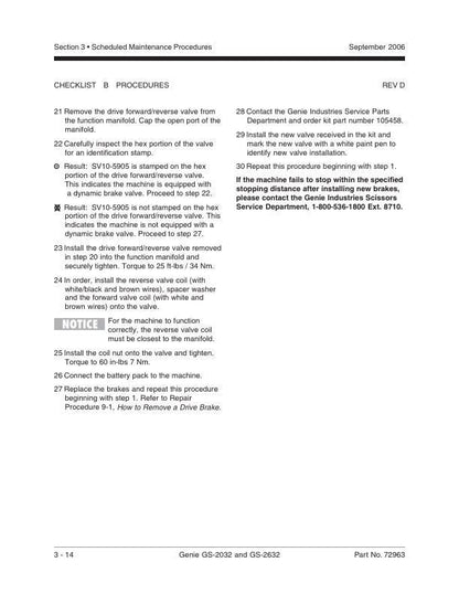 Genie GS 2032 2632 Electric Scissor Lift Service Manual table of contents
