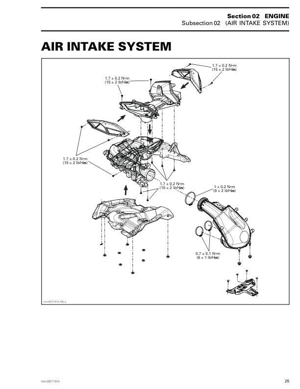 Skidoo MXZ Snowmobile Service Manual sample page with technical illustrations