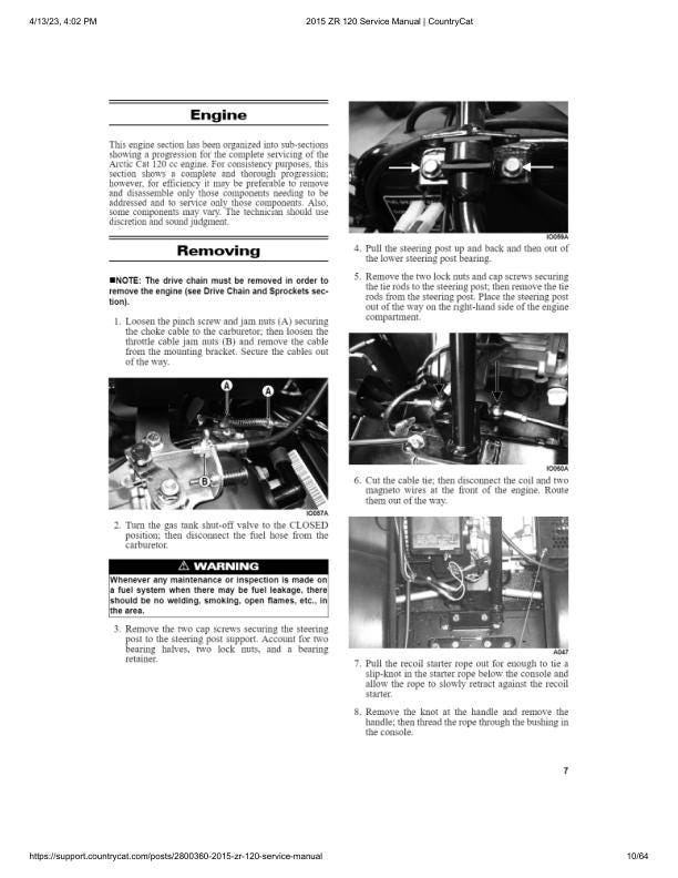 Arctic ZR120 Kitty Cat Snowmobile Service Manual sample page from service manual