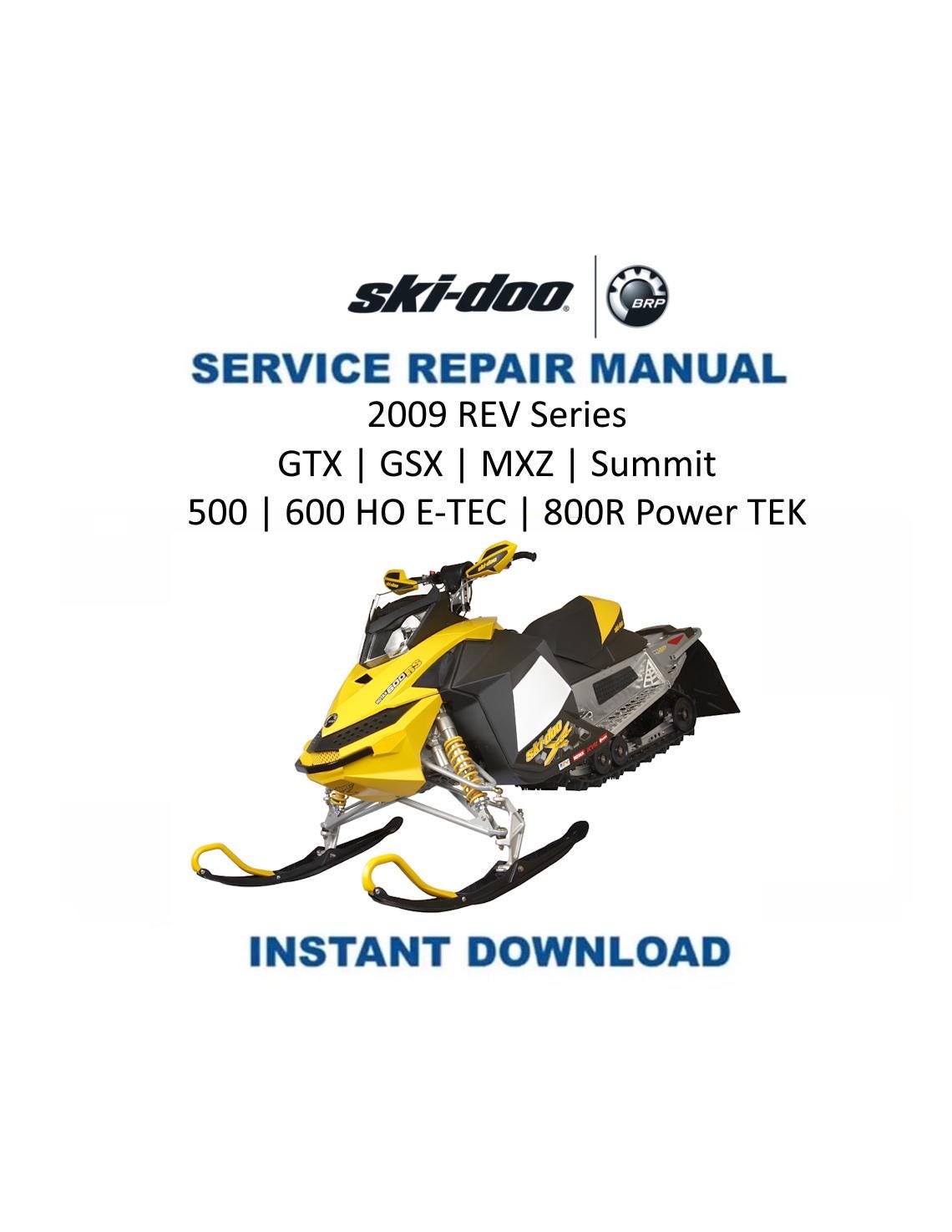 Skidoo REV XP XR Snowmobile Service Manual 2009-2014 - Service Manual PDF Instant Download
