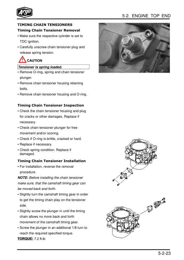 Argo XPLORER XRT 1000 UTV Service Manual sample page with diagrams and specifications