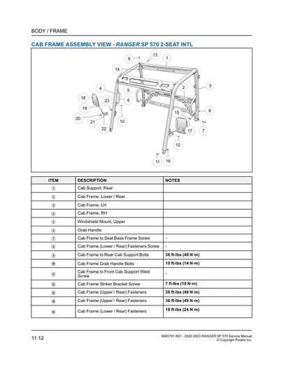 Polaris Ranger SP 570 UTV Service Manual sample page showing schematics and diagrams