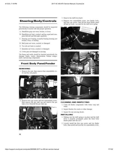 Arctic Cat Alterra XC 450 ATV Service Manual sample page from service manual