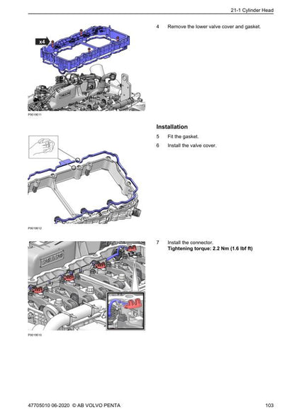 Volvo Penta TAD 540 550 570 580 840 850 870 880 Service Manual sample page with technical illustrations