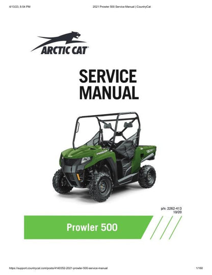 Arctic Cat Prowler 500 UTV Service Manual factory service manual title page