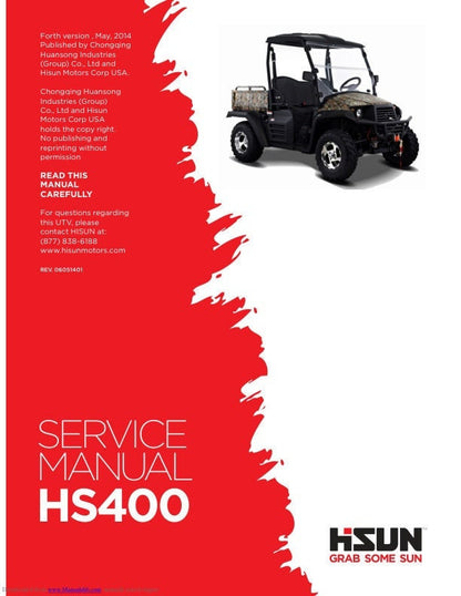 HiSun HS400 UTV Service Manual factory service manual title page