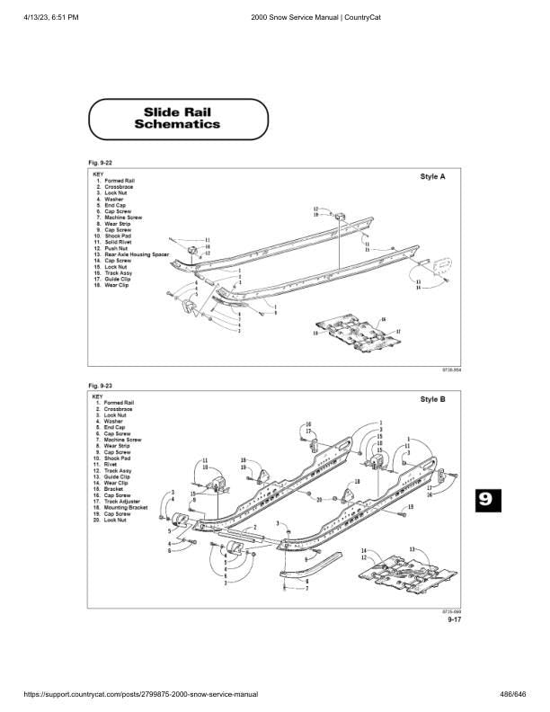 Arctic Cat Bearcat Pantera Thundercat Z ZR ZL Snowmobile Service sample page with service data and tables