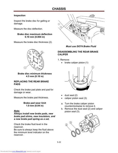 HiSun HS400 UTV Service Manual sample page with technical illustrations