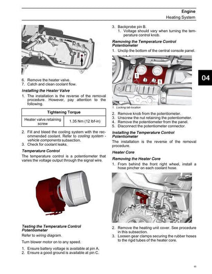 Can-Am Defender Traxter HD9 900 UTV Service Manual sample page with diagrams and specifications