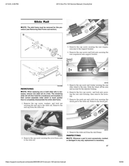 Arctic Cat Sno Pro 120 Snowmobile Service Manual sample page with service data and tables