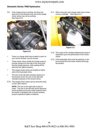 Cub Cadet Domestic 7000 Tractor Service Manual sample page with diagrams and specifications