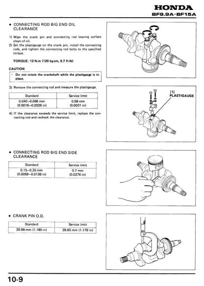 Honda BF9.9A BF15A Outboard Service Manual sample page showing schematics and diagrams