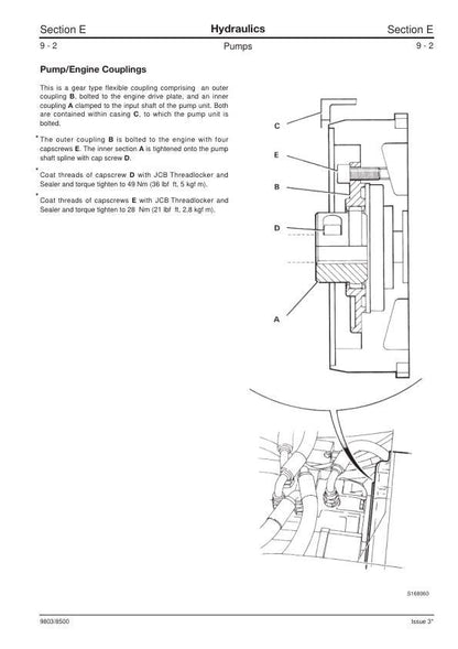 JCB Robot 150 165 Skid Steer Service Manual sample page with service data and tables