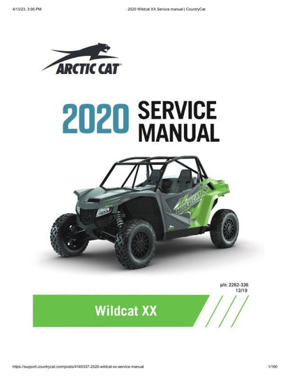 Arctic Cat Wildcat XX UTV Service Manual factory service manual title page