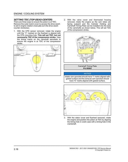 Polaris RZR 500 570 UTV Service Manual table of contents
