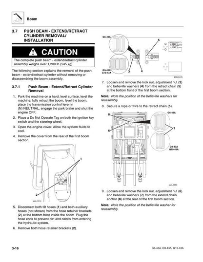 JLG G642A G943A G1043A Telehandler Service Manual sample page from the repair manual