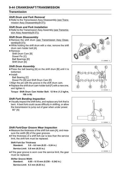 Kawasaki Ninja ZX-6R Motorcycle Service Manual sample page showing repair procedures
