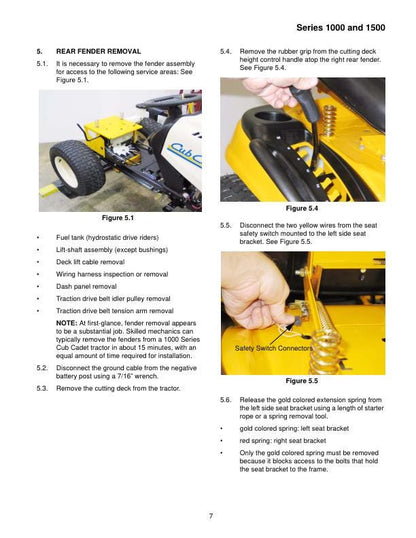 Cub Cadet 1000 1500 Tractor Service Manual sample page from service manual