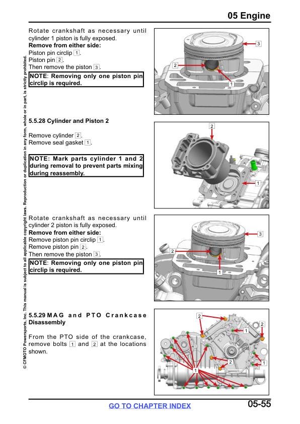 CFMOTO ZFORCE 800 950 Touring Trail Sport-4 UTV Service Manual sample page showing repair procedures