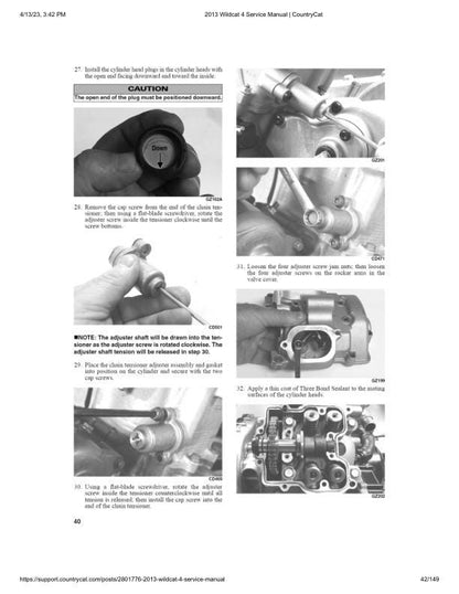 Arctic Cat Wildcat 4 UTV Service Manual sample page with diagrams and specifications