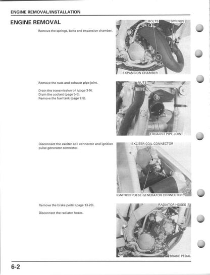 Honda CR 125 R Motorcycle Service Manual sample page with technical illustrations