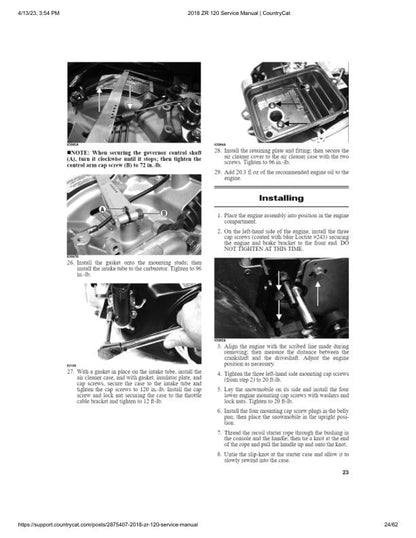 Arctic ZR120 Kitty Cat Snowmobile Service Manual sample page from the repair manual