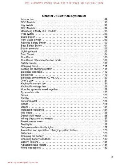 Troy-Bilt 700 Series Yard Machines Tractor Service Manual sample page with diagrams and specifications