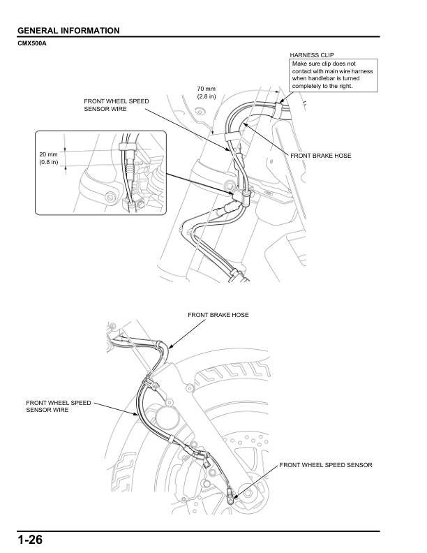Honda Rebel CMX 500 Motorcycle Service Manual table of contents
