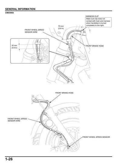 Honda Rebel CMX 500 Motorcycle Service Manual table of contents
