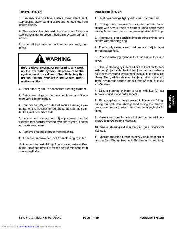 Toro 3040 5040 Sand Pro & Infield Pro Mower Service Manual sample page from the repair manual