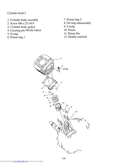 Baja Wilderness Trail WD400U ATV Service Manual sample page with service data and tables