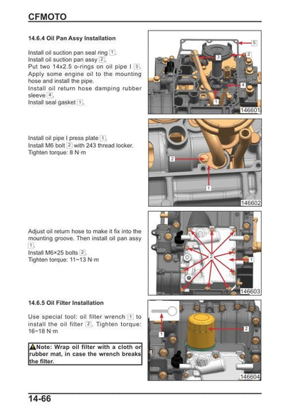 CFMOTO GT 400 650 Motorcycle Service Manual sample page with service data and tables