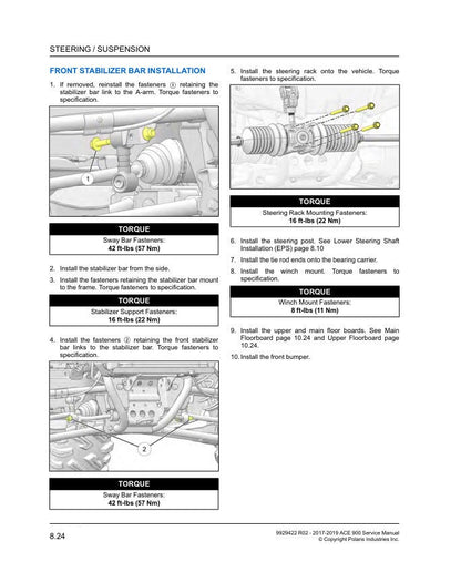 Polaris ACE 900 UTV Service Manual sample page from the repair manual