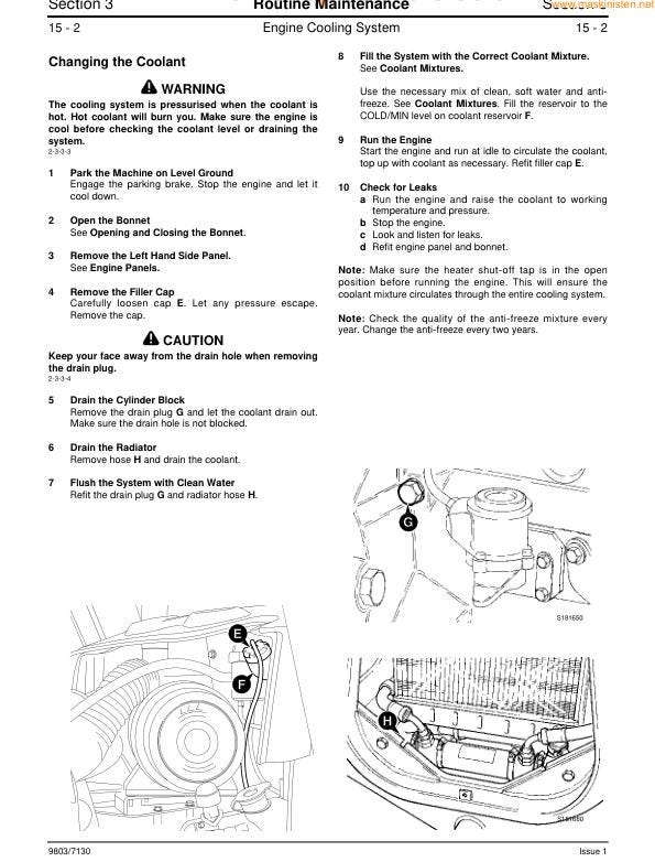 JCB 2CX Backhoe Loader Service Manual table of contents