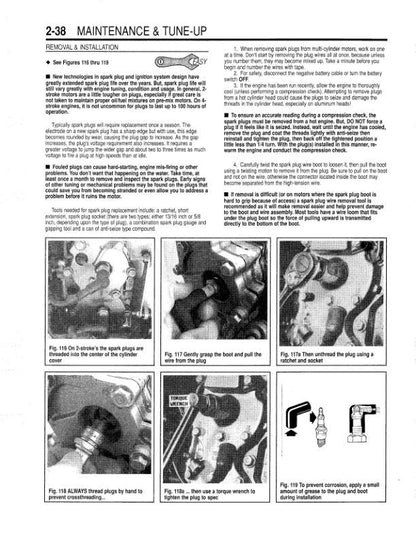 Yamaha 2-250 HP Outboard Service Manual sample page with diagrams and specifications