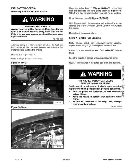 Bobcat Toolcat 5600 Utility Work Machine Service Manual table of contents