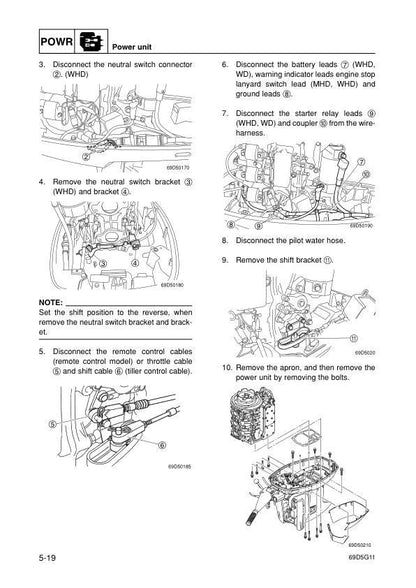 Yamaha E60 Outboard Service Manual sample page with diagrams and specifications