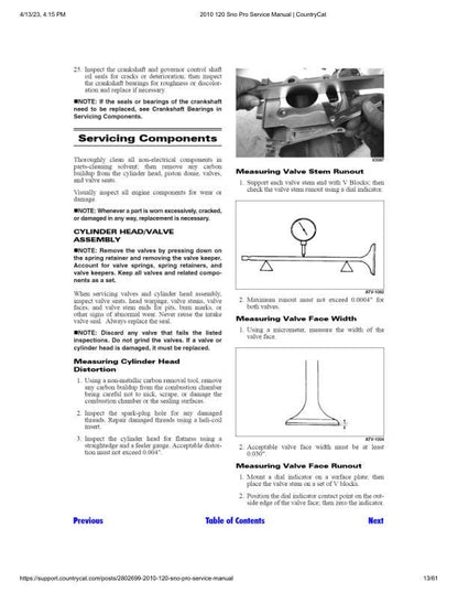 Arctic Cat Sno Pro 120 Snowmobile Service Manual sample page from service manual