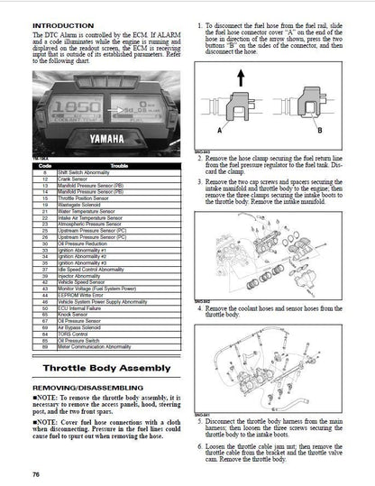 Yamaha Sidewinder Snowmobile Service Manual sample page showing repair procedures