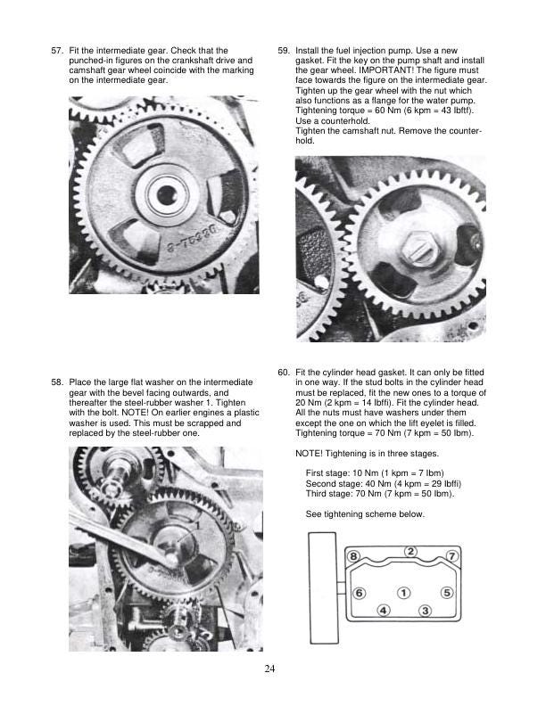 Volvo Penta MD6A MD7A Marine Diesel Engine Service Manual sample page with service data and tables
