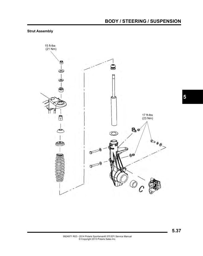 Polaris Sportsman 570 EFI ATV Service Manual sample page with technical illustrations