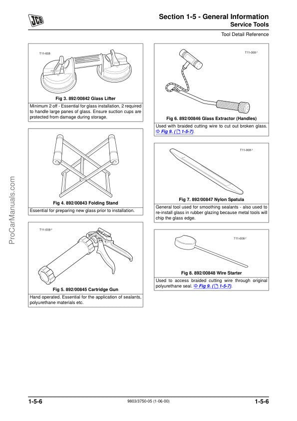 JCB 535 540 550 Loadall Service Manual sample page with technical illustrations