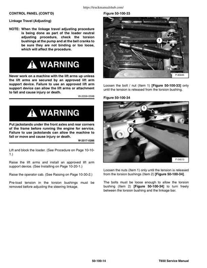 Bobcat T650 Compact Track Loader Service Manual sample page from the repair manual