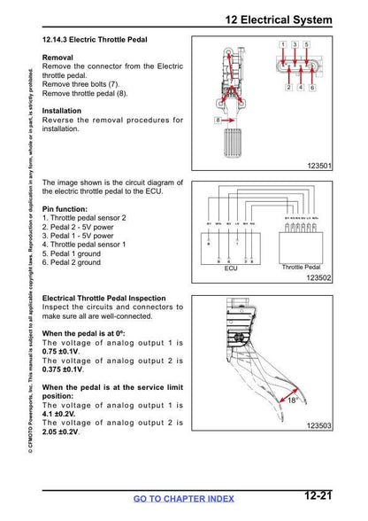 CFMOTO UFORCE 600 Service Repair Manual sample page with service data and tables