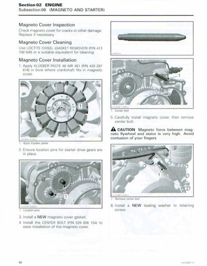 Skidoo REV 1200 GTX GSX MXZ Snowmobile Service Manual table of contents