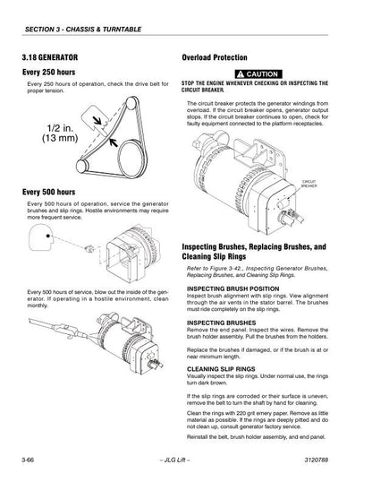 JLG400S 460SJ Telescopic Boom Lift Service Manual sample page with diagrams and specifications