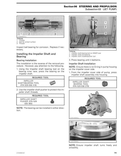 Sea-Doo Spark Service Manual sample page with service data and tables